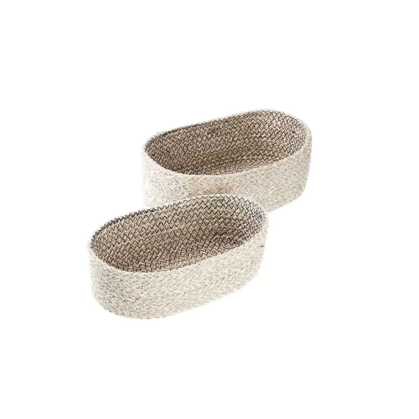 Nanu-Nana 2Er Set Schale Jute, Oval, Natur/Weis< Schalen & Tabletts