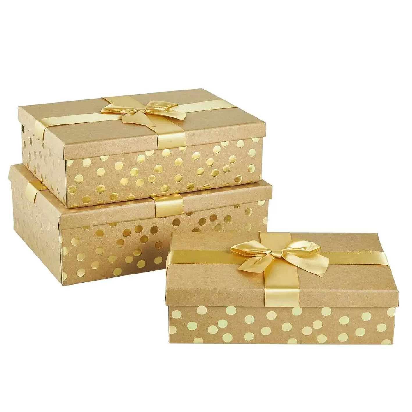 Nanu-Nana 3Er Set Geschenkkarton Dots/Schleife, Gold< Geschenkverpackung