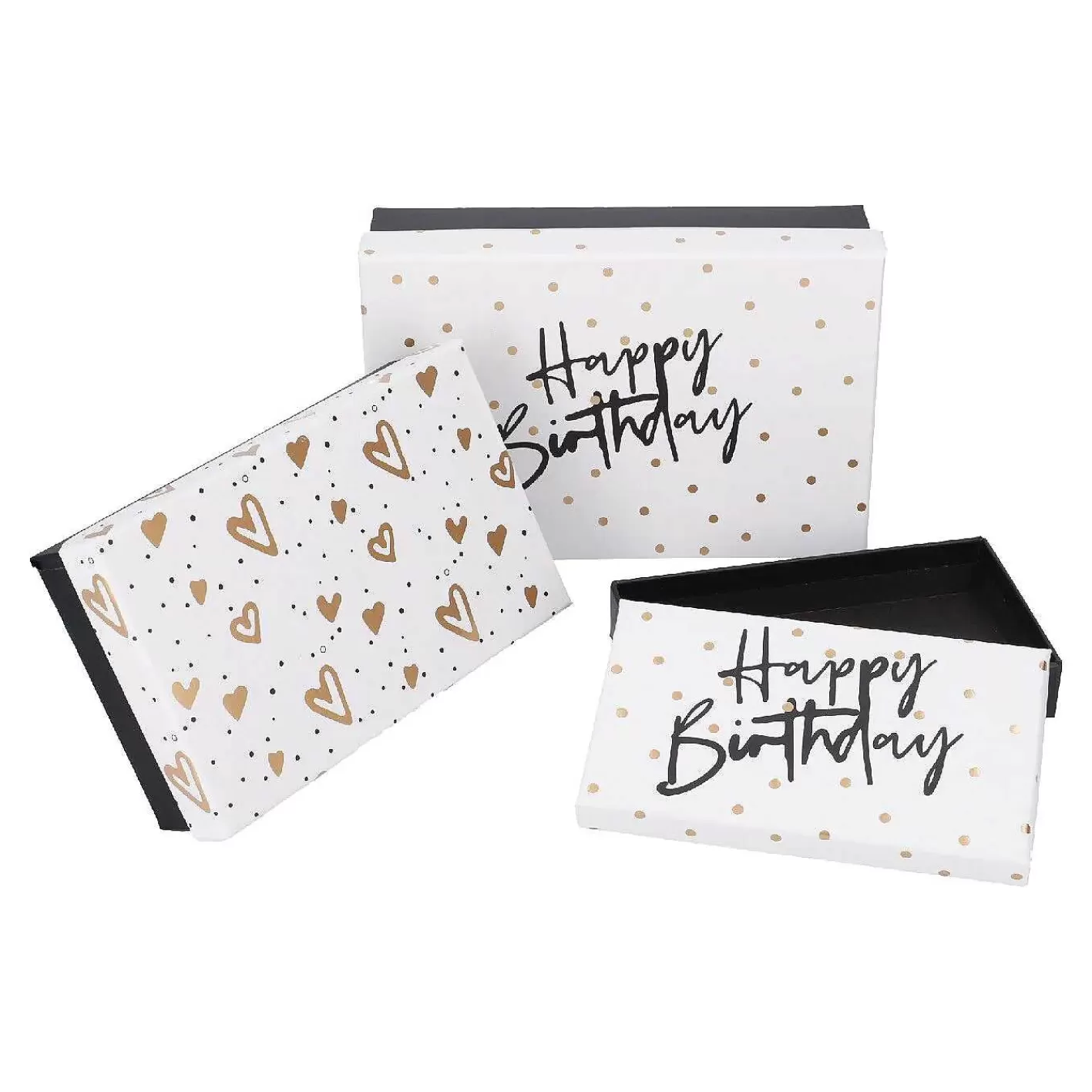 Nanu-Nana 3Er Set Geschenkkarton Geburtstag, Schwarz/Weis< Geschenkverpackung