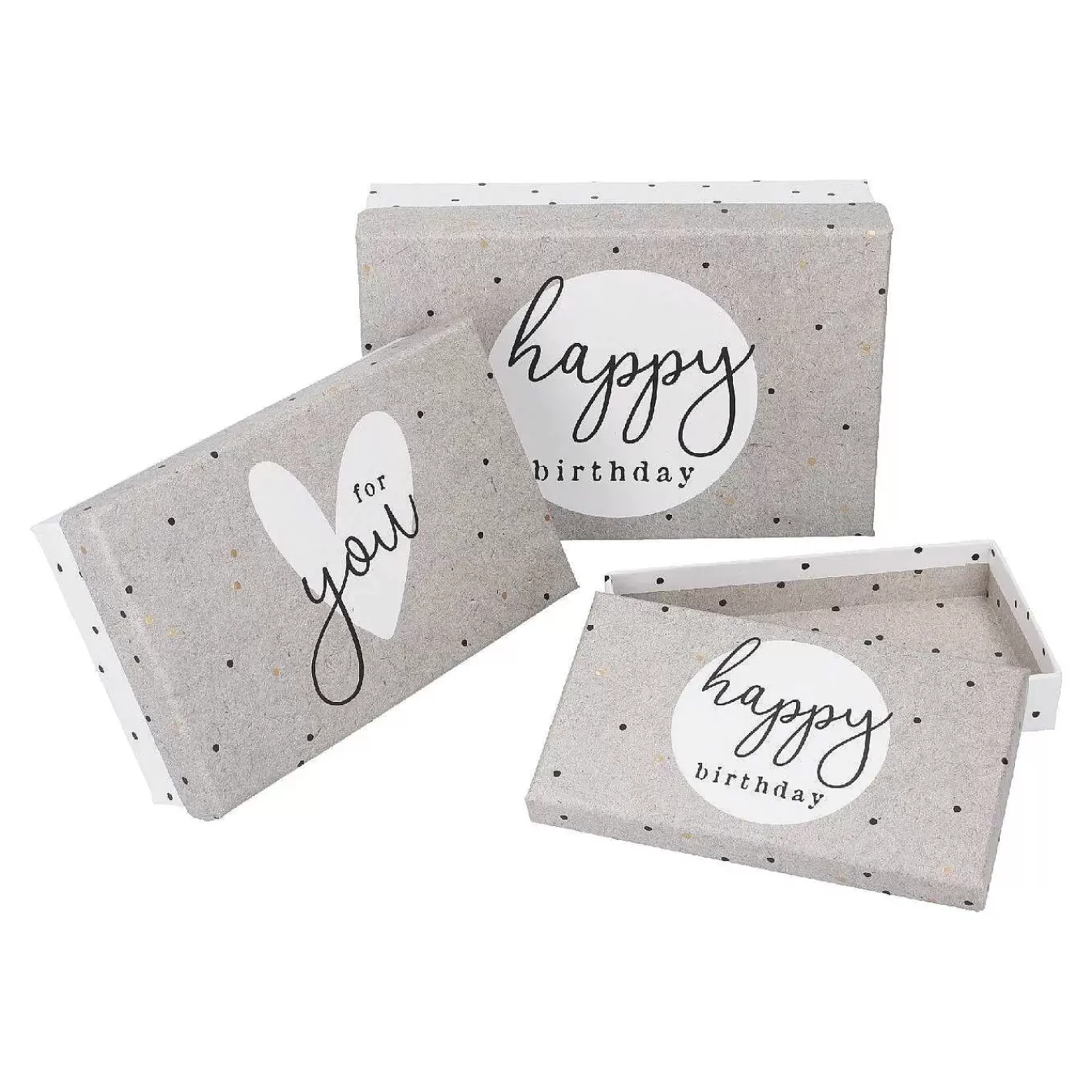 Nanu-Nana 3Er Set Geschenkkarton Geburtstag, Weis/Grau< Geschenkverpackung