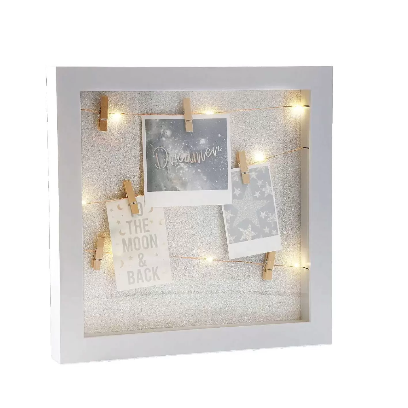 Nanu-Nana Bilderrahmen Led Mit Klammern, Weis Glitter, 31 X 31 Cm< Bilderrahmen