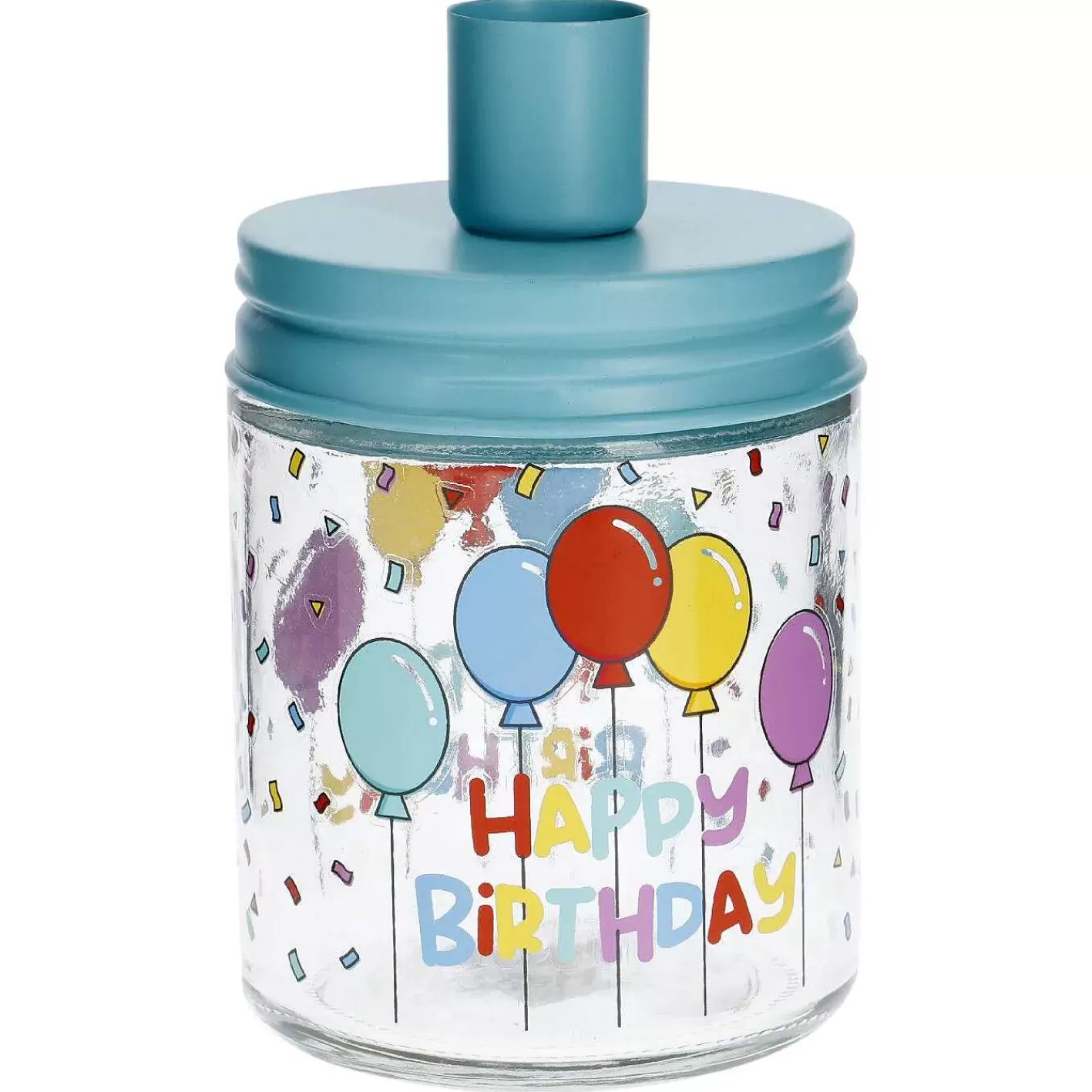 Nanu-Nana Kerzenhalter Geburtstag, Schraubglas, Turkis< Kerzenstander