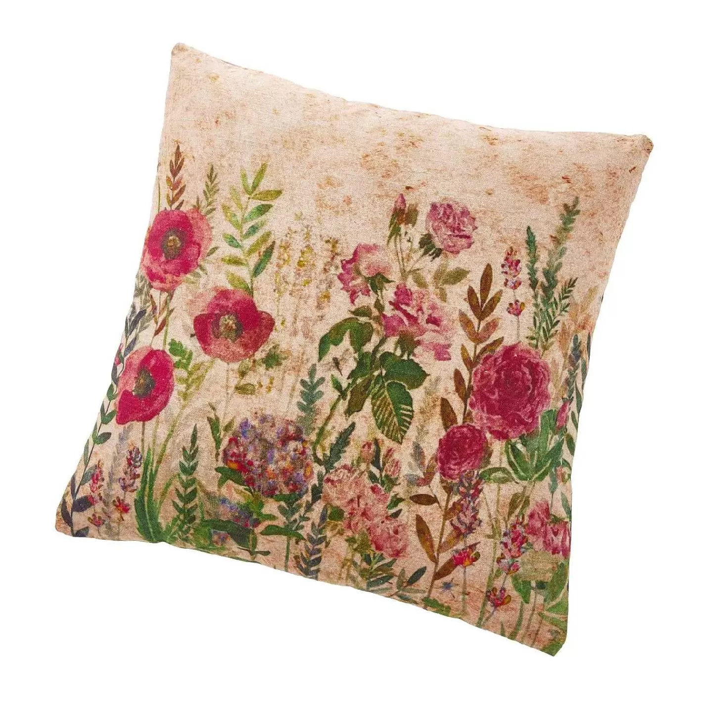 Nanu-Nana Kissen Blumen, Beige/Rot, 45 Cm< Wohntextilien