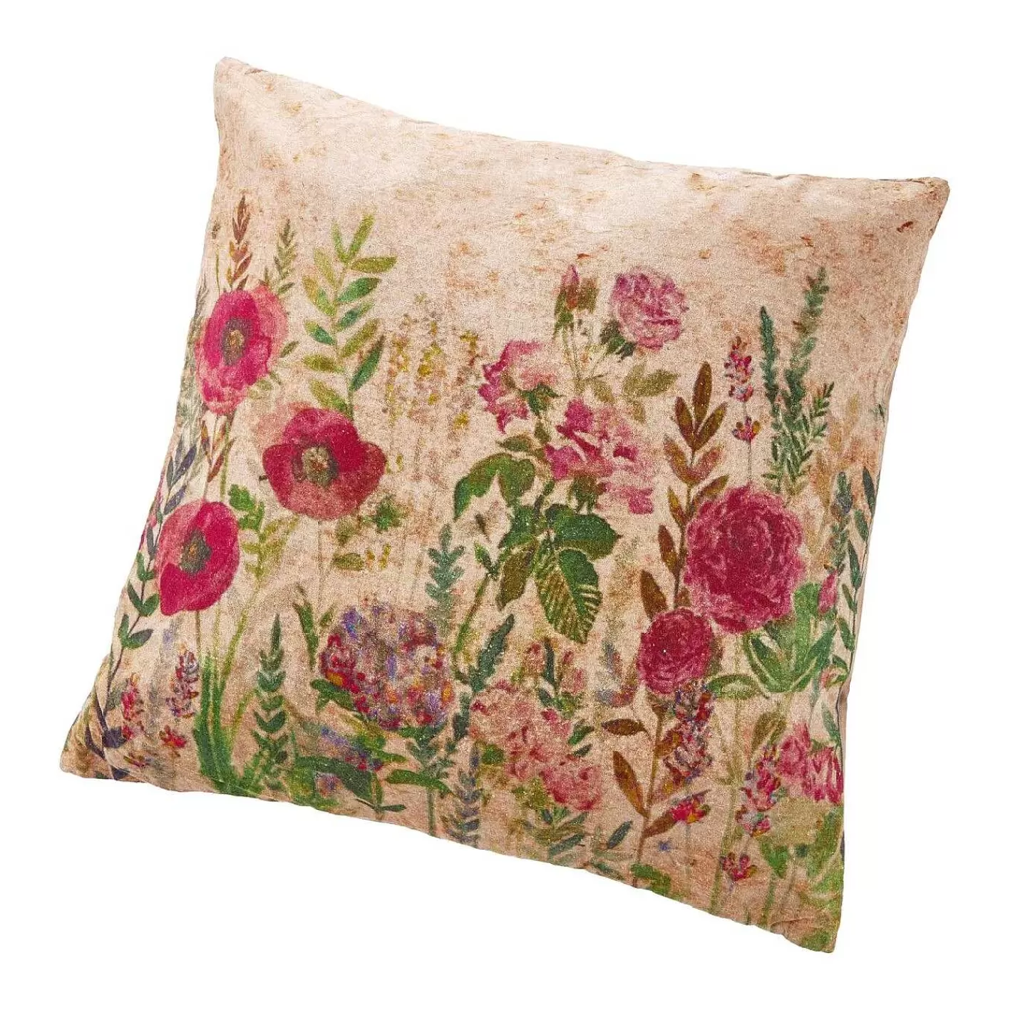 Nanu-Nana Kissen Blumen, Beige/Rot, 60 Cm< Wohntextilien