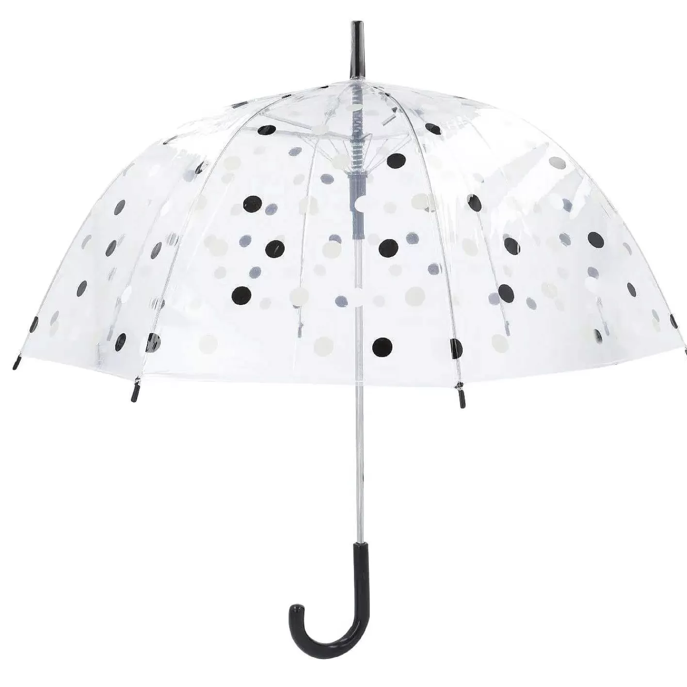 Nanu-Nana Regenschirm Transparent, Dots, Schwarz, 82 Cm< Unterwegs