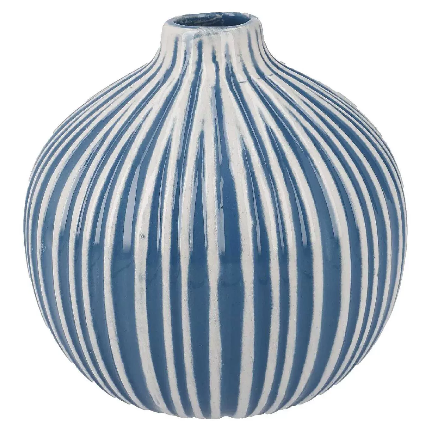 Nanu-Nana Vase Muster, Rillen/Blau, 12 Cm< Fruhlingsvasen