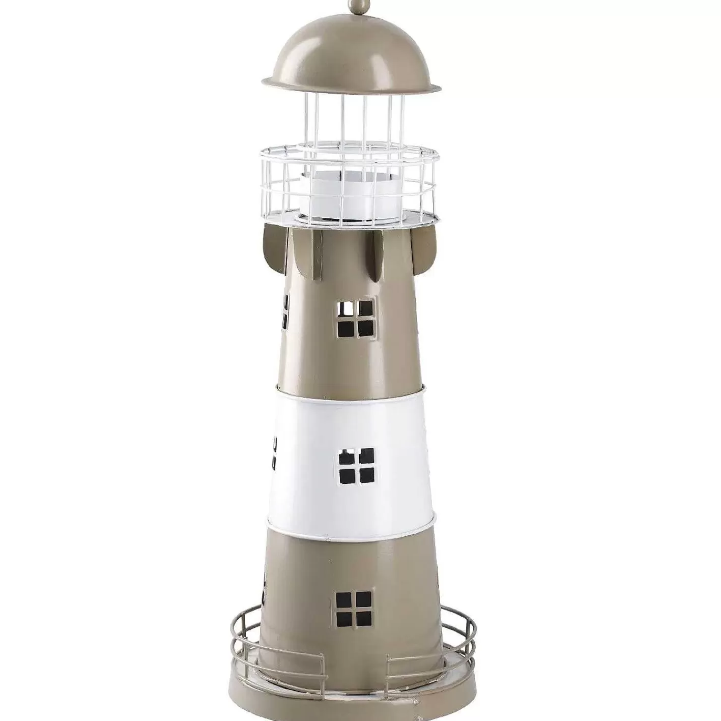 Nanu-Nana Windlicht Leuchtturm, Beige/Weis, 36 Cm< Deko&Objekte