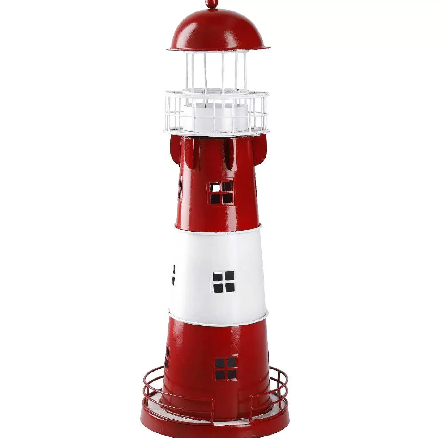 Nanu-Nana Windlicht Leuchtturm, Rot/Weis, 36 Cm< Deko&Objekte