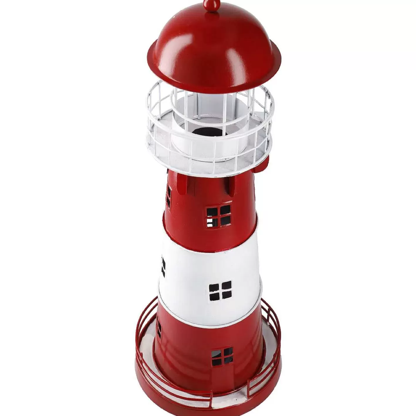 Nanu-Nana Windlicht Leuchtturm, Rot/Weis, 36 Cm< Deko&Objekte